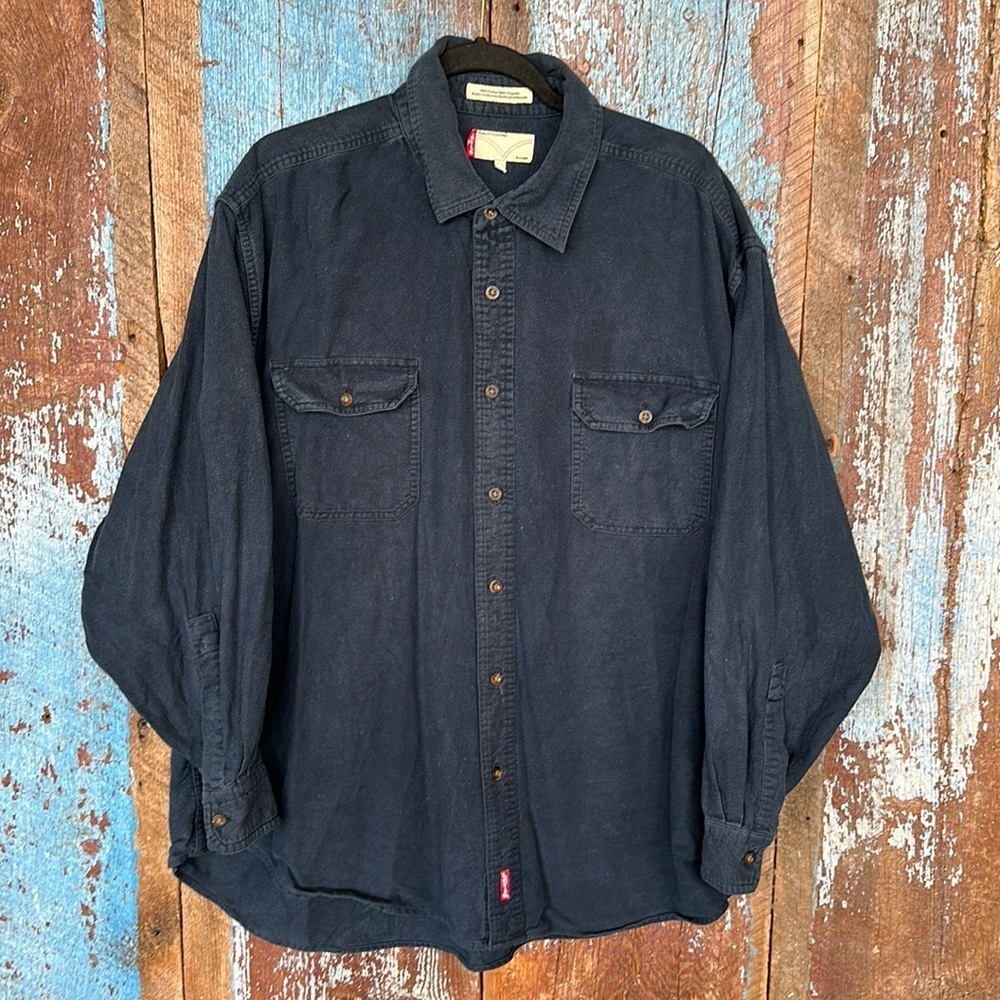 Levi’s Navy Shirt Flannel Long Sleeve Button Down Thick Top Size XXL